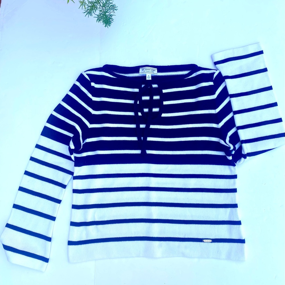 St. John knits Sport by Marie Gray Nautical Stripped Top  Size P